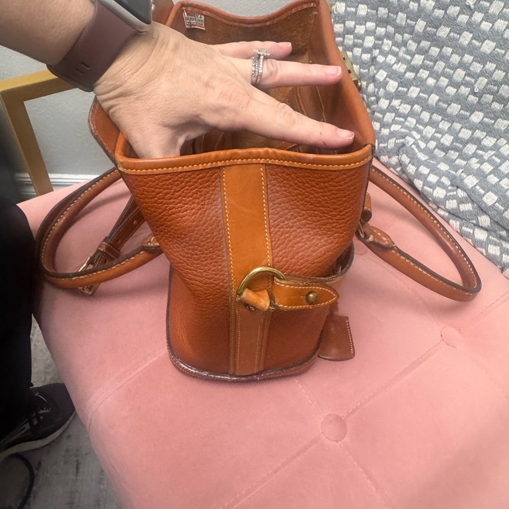 Dooney & Bourke Pebble Leather Satchel in Cognac Brown with Gold Hardware - Picture 16 of 17